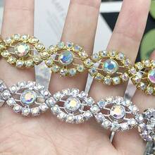 2 Yards 1.5cm Wide Gold Sliver Rhinestone Fringe Chain Lace For Stage Performance Suits Wedding Dress DIY Sewing Accessories - Multicolor - View 6