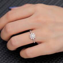 1pc Fashion Exquisite Elegant Luxury Personalized Versatile Elegant High-End Cubic Zirconia Sunflower Ring, Suitable For Women's Daily Wear - Silver - View 6