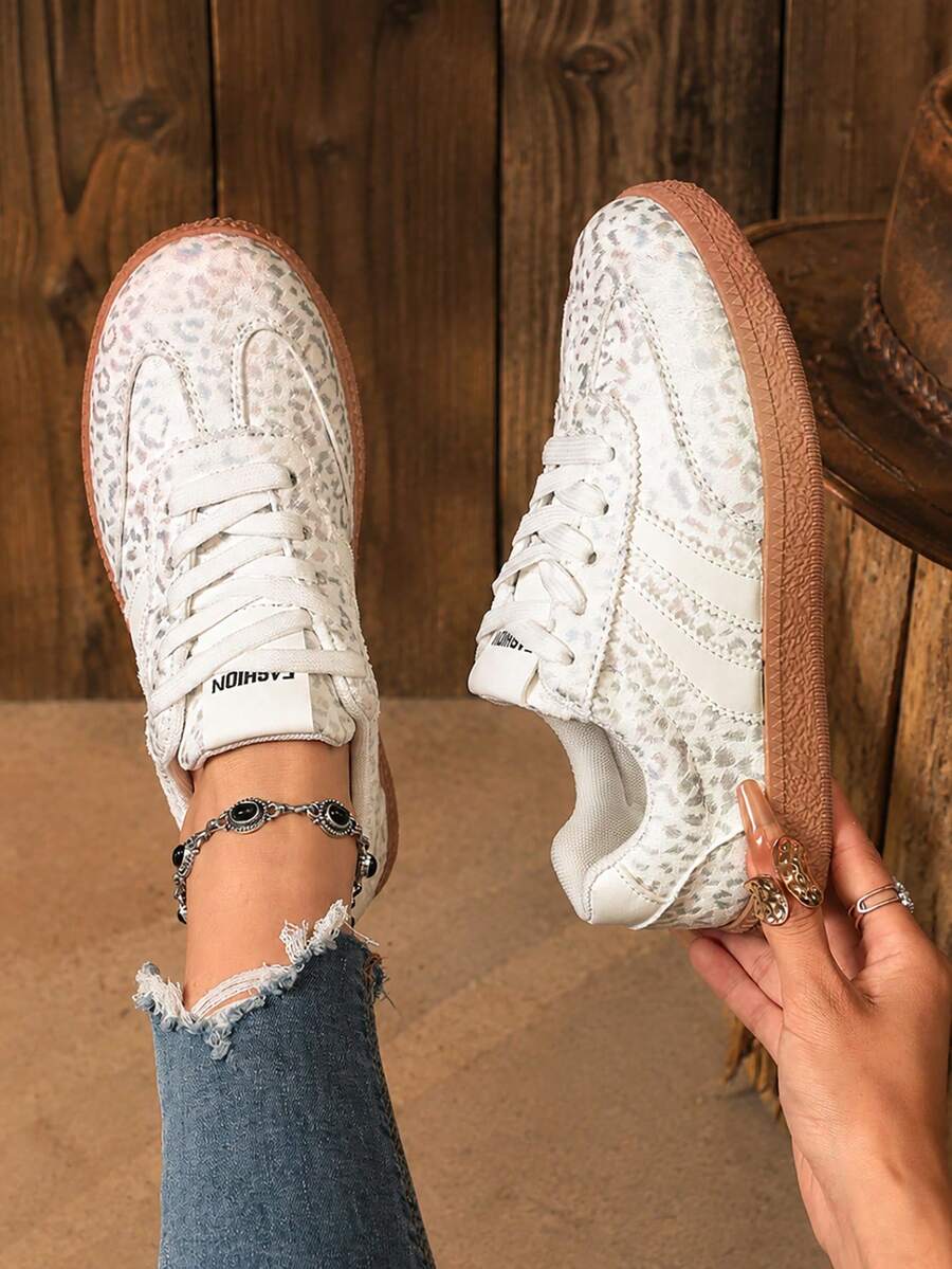 Women's Low-Top Sneakers, Lace-Up, Flat Design - Silver - View 1