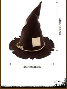Cross-Border New Scarecrow Patch Witch Hat Halloween Witch Hat Party Accessory Costume - Rust Brown - View 10