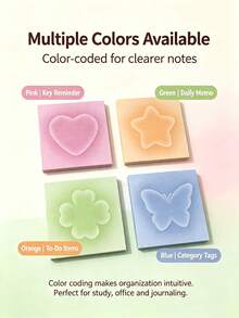 50/80 Sheets/Pack Gradient Shaped Sticky Notes, Heart, Star, Butterfly, Four-Leaf Clover Memo Pads, High-Value Adhesive Note Stickers For Students' Planner Stationery, Back To School Essential - Multicolor - View 4