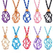 Kalung Kristal Jaring Anyaman Tangan dari Batu Alam, Tali Vintage yang Dapat Diatur, Gaya Bohemian Unik, Perhiasan Liburan Sehari-hari yang Serbaguna, Hadiah untuk Sahabat Terbaik - pemegang kandang - View 11