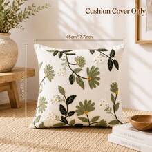1pc Embroidered Botanical Floral Throw Pillow Cover, Sage Green Daisy Tufted Cushion Case, Boho Farmhouse Decorative Pillowcase For Couch Living Room Home Decor (Without Insert) - Sage Green - View 5