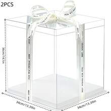 1/2/5PCS Transparent Gift Box - Available In Multiple Styles, It Can Be Used For Packaging Flowers And Shoes. Suitable For Various Festivals, Celebrations And Outdoor Gatherings, And Can Be Used Throughout The Year.(Includes Ribbons) - A - View 39