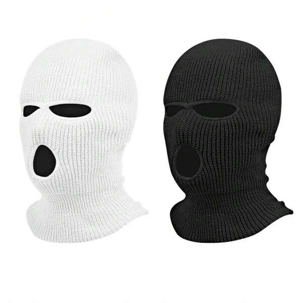 1pc Winter Warm Balaclava, Unisex Full Face Coverage Hood, Windproof Cold-Resistant Outdoor Knitted Hat