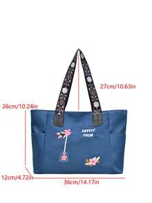 Solid Color Women's Shoulder Bag, Minimalist Casual Large Capacity Tote Bag, Crossbody Bag, Briefcase - Blue - View 10