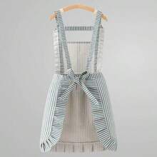 Floral Anti-Stain Apron, Breathable For Home Kitchen Cooking, Women's Striped Design With Pockets, Fresh And Clean Workwear, Suitable For Kitchen And Home Country Style, Can Be Used For Wiping Hands And Tying Around Waist - Multicolor - View 3