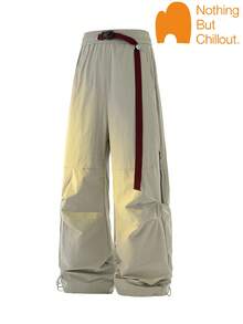 Celana Kargo Outdoor Fungsional Wanita NBCT, Desain Kaki Berkerut, Kantong Resleting Samping, Pinggang dan Manset Elastis, Cocok untuk Mendaki, Berkemah, Trekking, Bepergian, dan Pakaian Kasual - Abu garam laut - View 2