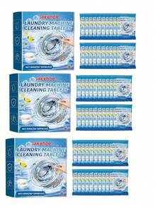 Jakehoe 12pcs Powerful Washing Machine Cleaner Tablets - 3-In-1 Deep Descaling, Thoroughly Removes Limescale. Keeps Your Washer Drum/Agitator Fresh And Smooth. Bathroom Decor And Accessories, Laundry Detergent, Cleaning Supplies - Powdery - View 12