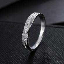1件歐美極簡雙軌交織扭轉戒指，經典雙線扭轉臂設計細戒圈戒指，女款訂婚婚禮派對宴會珠寶 - JZ6287 - 查看 2