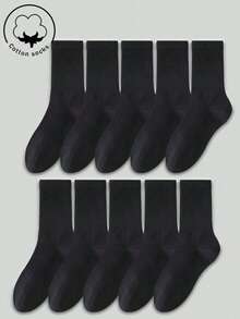 1/5/10/20 Pairs Of Men's Mid Cotton Socks,Black Breathable Boys' Socks,Autumn/Winter/Spring/Summer,Soft, For Sports/Daily - Multicolor - View 2