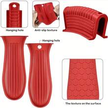 Silicone Pot Handle Cover, Heat Resistant Non-Slip Honeycomb Pattern Grip Sleeve, Universal Cast Iron Pan Handle Protector For Kitchen Cookware - Blue - View 4