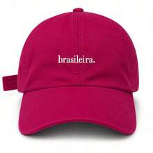 Unisex 100% Cotton Twill Dad Hat With Curved Brim, Brazilian Custom Design. - Rosa bordado blanco - Ver 1