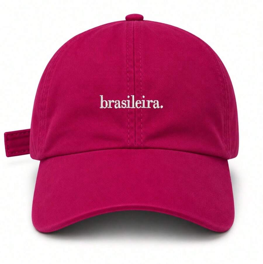 Unisex 100% Cotton Twill Dad Hat With Curved Brim, Brazilian Custom Design. - Rosa bordado blanco - Ver 1