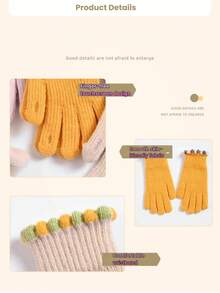 Sarung Tangan Rajut Layar Sentuh Renda Trim Warna-warni Wanita, Sarung Tangan Wol Bergaris Warna Kontras yang Lucu untuk Musim Gugur/Dingin, Perjalanan Sehari-hari, Bersepeda di Luar Ruangan, Perlindungan dan Kehangatan dari Dingin, 1 Pasang Sarung Tangan Pengunci Suhu Penghangat Pergelangan Tangan - MultiWarna - View 4