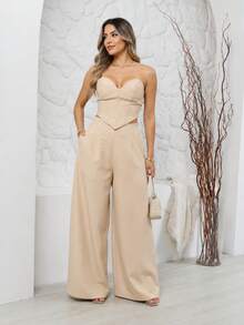 Vestido Midi Feminino Casual Elegante em Tecido Sensorial Marrant – Com Cinto, Zíper e Muito Conforto - Bege - Visão 5