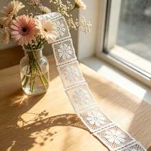 Retro Embroidered Lace Ribbon Tassel Lace Trim, 1.65 Inches Wide. Lace Decorative Technique. Suitable For DIY Embroidered Bed Skirts, Wedding Party Decorations, Jumpsuits, And Craft Decorations | Embossed Design | Decorative Item - Multicolor - View 6