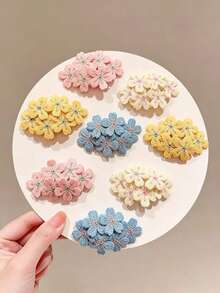 10/5pcs Embroidered Flower Hair Clips, Colorful Dopamine Hair Clips, Exquisite Hair Clips, Exquisite Headwear, Versatile For Daily Travel Use - Multicolor - View 5