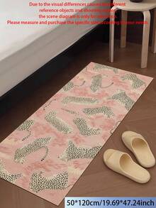 1pc Pink Leopard Print Long Runner Rug, Ins Style, Printed Hallway Carpet, Suitable For Living Room, Bedroom, Study, Office, Dressing Room, Vanity, Hallway, Porch, Patio, Corridor, Laundry Room, Modern Room Decor Rug, Runner Rug, Hallway Rug, Living Room Rug, Bedroom Rug, Bedside Rug, Bathroom Mat, Kitchen Mat, Room Entrance Door Mat, Home Decor Floor Mat, Durable - Pink - View 14