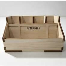 Wooden Kitchen Utensil Storage Box Organizer With Dividers, Tableware Holder For Home Decor And Kitchen Storage - View 2
