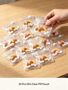 50/20/10pcs Reusable Transparent Slider Storage Bags, Waterproof Sealed Self-Sealing Bags, Can Store Pills, Earrings, Rings, Jewelry, Small Items, Back To School, Home Storage, Travel Portable Organizer Accessories, Portable Multi-Functional Storage Small Bags - Multicolor - View 7