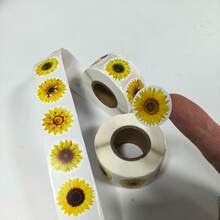 Round Sunflower Decorative Sticker Roll, Floral Self‑Adhesive Stickers For Gift Envelope Cup DIY Decoration - Multicolor - View 10