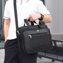 1pc Men's Business Travel Bag, Vintage Crossbody Handbag Design, Large Capacity Shoulder Bag, Zipper Closure Adjustable, Commute Shopping Daily Multi-Functional - Black - View 5