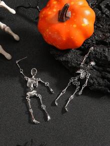 1 Pair Vintage Gothic Halloween Skull Earrings, Punk Style - Skull C - View 8