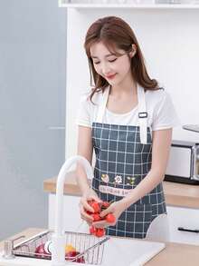1pc Waterproof & Oil-Proof Apron With Towel Pocket, Suitable For Cooking And Baking, Ideal For Home Cleaning, Kitchen Cleaning, Stain-Resistant & Waterproof - Multicolor - View 8