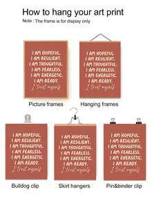 1pc Wall Art, Quotes Poster, I Am Hopeful Resilient Thoughtful Fearless Energetic Ready I Trust Myself, Boys Girls Wall Art For Boys Bedroom, Suitable For Living Room, Bedroom Decoration, Housewarming Gift, Frameless, Halloween Christmas Decor - Text a - View 4