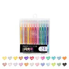 12/18/24pcs Glitter Gel Pens, Juice Pens, Sparkling Pearlescent Quicksand Fluorescent Pens For Journaling - Gold - View 12