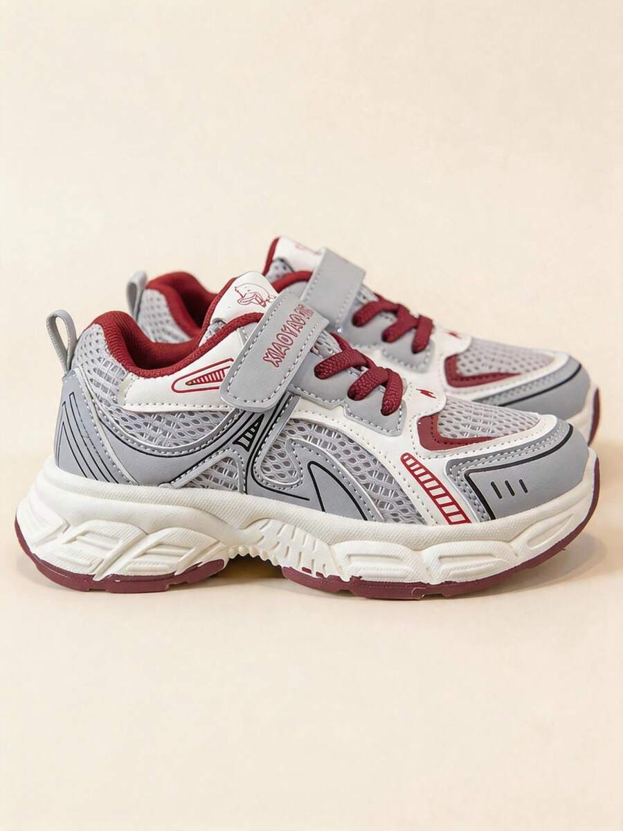 Kids' Sports Shoes With Lace-Up, Hook And Loop, Slip-On Design - Red - View 1