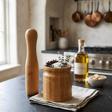 Bamboo Mortar And Pestle Set, Natural Herb Grinder And Spice Crusher, Wooden Herb Grinder, Suitable For Healthy Cooking And Apothecary Use - Brown - View 7