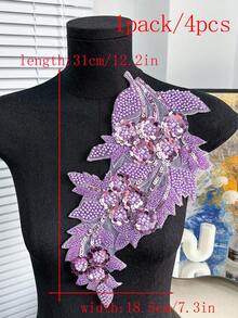 20pcs/Pack, Assorted Colors, New 3D Computer Embroidered Crystal Rhinestone Applique Patches, For Clothing Decoration, DIY Wedding Dress Accessories, Sewing Embroidery Crafts - A - View 45