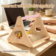 ITANDME Parrot Desktop Perch Parrot Triangular Desktop Perch With Tray, Multi-Pole Climbing & Stable Structure; Bird Desktop Perch For A Variety Of Small Birds - View 6