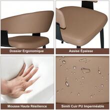 Modern Dining Chairs, Upholstered In Faux Leather - Ergonomic Kitchen Chairs With Curved Backrest And Metal Legs For Dining Room And Kitchen (Brown, Set Of 2) - Brown - View 6
