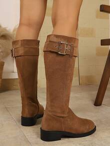 2026 New Women's Ruched Tall Boots, High-Shaft Riding Boots, Versatile Fashion Vintage Western Boots - Brown - View 5