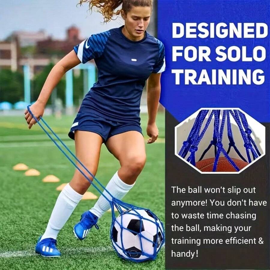 Thickened Soccer Juggling Net Training Strap, Blue/Green/Black, 3 Colors Available, Suitable For Soccer Training And Exercise, Practice Ball Control To Improve Ball Handling Ability (Ball Not Included) - Multicolor - View 1