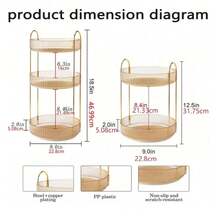 360° Rotating Makeup Organizer, Suitable For Vanity, Large Capacity Transparent Skincare Storage Box, Perfume Storage Box, Cosmetic Vanity Organizer, 1pc - Champagne - View 3