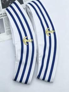 Multi-Piece Set: Captain Hat, Sailor Hat, Unisex Scarf Set; White Gloves; Navy Style Sailor Outfit, Suitable For Yacht Party, Rock Party Or Cosplay Events - Multicolor - View 3