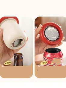 2 In 1 Can Opener Cute Mushroom Multi Functional Automatic Beer Kitchen Press Lid Beer Corkscrew Tools Portable Kitchen Accessories Bar Gadgets - Multicolor - View 7