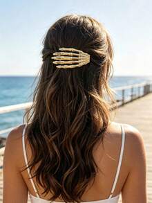 1pc Minimalist Vintage Half-Up Solid Color Geometric Alloy Spring Hair Clip - Multicolor - View 8