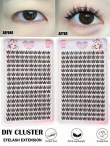 NAIJEMA 320pcs Bulu Mata Palsu Alami Bentuk C Lengkung Lembut Gaya Dog Eye Makeup Gadis Malas Lucu dan Mengembang Seri Kartun, Cocok Untuk Pemula, Bulu Mata Gugus, Bulu Mata Palsu Gugus Tunggal, Bulu Mata Palsu - C - View 5