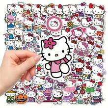 100pcs Sanrio 2-3 Inch Hello Kitty Cute Doodle Waterproof Stickers, Suitable For Holiday Parties, Laptops, Water Bottles, Bumpers, Computers, Phones, Notebooks, Etc. (Random Style) - Multicolor - View 2