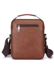 1pc Men's Vintage PU Crossbody Bag, Multi-Compartment Large Capacity Handbag, Business Commute Shopping One Shoulder Small Backpack - Crossbody Bag - View 8