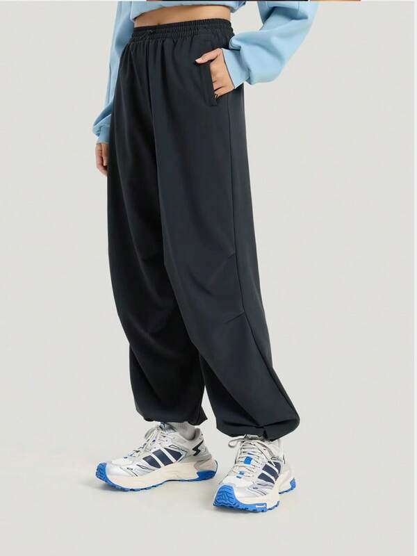 Adidas Women's Straight-Leg Breathable Quick-Dry Solid Color Comfortable Sports Woven Casual Pants