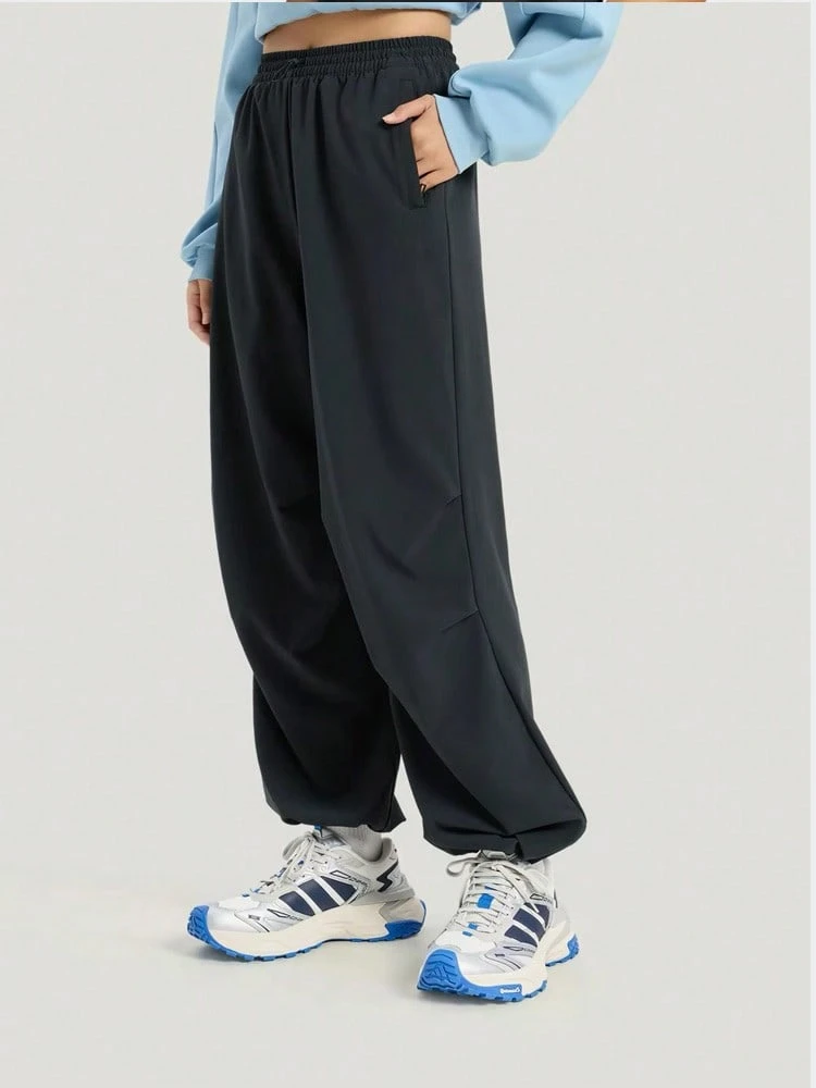 Adidas Women's Straight-Leg Breathable Quick-Dry Solid Color Comfortable Sports Woven Casual Pants - Black - View 1