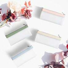 1pc Zippered Money Pouch, 4 Colors Available, Bank Deposit Money Bag, 7.82 X 3.94 Inch Transparent Cash Storage Envelope - Multicolor - View 3