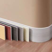 22pcs Wood Grain Panel 3D Waist Line PVC Material Self-Adhesive Backing Baseboard Wall Sticker Floor Trim Corner Line Sticker, Self-Adhesive Floor Decoration Waterproof Durable With Backing - Baseboard 22pcs - View 11