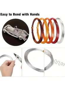 10 Rolls Total Length 1968.5 Inches, 1mm Flexible Anodized Process Consumables, Suitable For Beading, Gardening Tree Shaping, Bonsai Styling, Home Decor, Jewelry Making, Non-Elastic, Random Color - Aluminum Wire - View 4